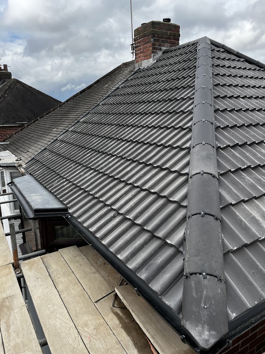 Tiled roof and chimney detail