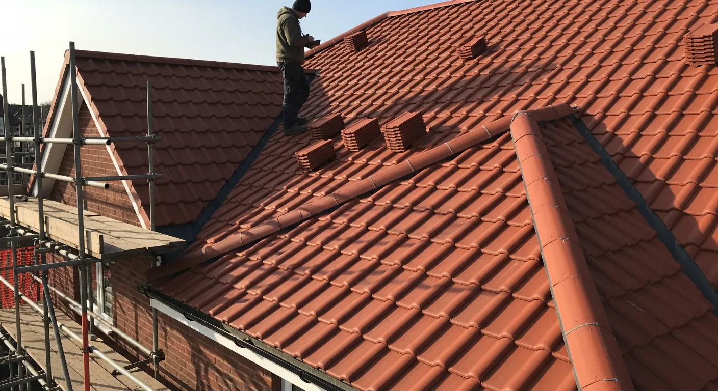 Brand new roof installation on a UK home